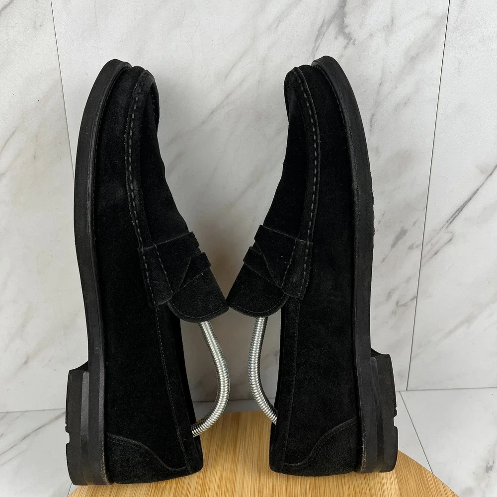 Magnanni Mens Size 11.5 M Black Suede Slip On Penny Loafers Dress Shoes 17279